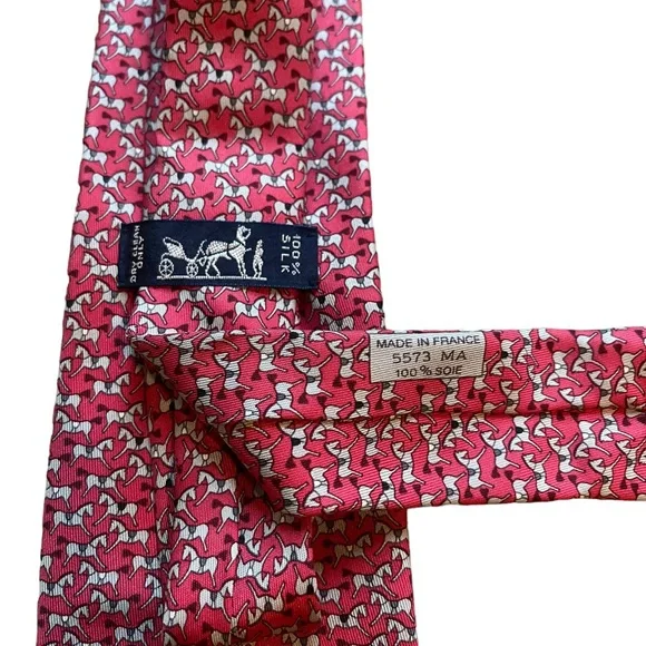 HERMES TIE 5573 MA Horse on 100% Silk Necktie - Picture 5 of 5